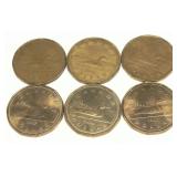 x6- Canadian loonie dollars, -x6 dollars, Sold