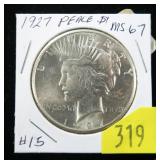 1927 Peace dollar, gem BU