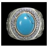 Sterling silver turquoise ring with gold wash