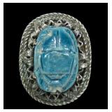 Vintage sterling silver scarab ring, size 6,