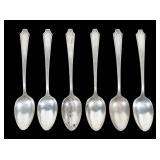 Set of 6 sterling teaspoons, 3.945 T. oz. t.w.