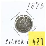 1875 Seated Liberty dime