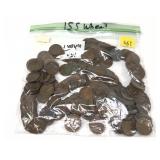 Lot of wheat cents, 155 pcs.