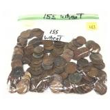 Lot of wheat cents, 155 pcs.