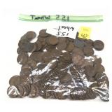 Lot of wheat cents, 155 pcs.