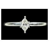 10K White gold marquise cut diamond solitaire