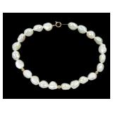 14K Yellow gold and freshwater pearl 8" bracelet