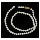 22" 6.5mm pearl necklace with 18K yellow gold