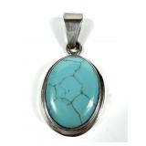 Mexican sterling silver turquoise pendant,