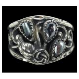 Sterling silver dentil set faceted hematite