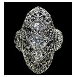Sterling silver Victorian style CZ 3-stone ring,