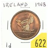 1968 Irish 1d penny