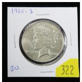 1935-S Peace dollar, BU