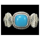 Sarda sterling silver bezel set turquoise ring,