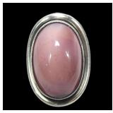 Sterling silver bezel set pink stone ring, out of