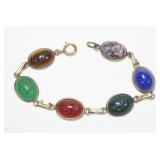 Gold filled 7.5" jade, carnelian, tiger eye, agate