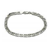 Sterling silver 8" chain bracelet, 11.1 grams