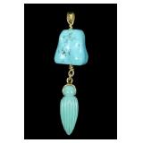 18K Yellow gold and turquoise pendant,