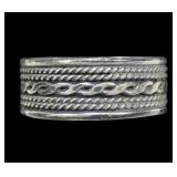 Sterling silver rope design band ring, size 10.5,