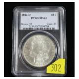 1884-O Morgan dollar, PCGS slab certified MS-63