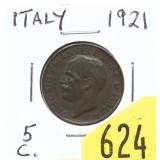1921 Italian 5 cents