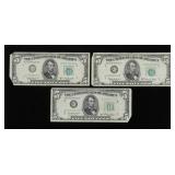x3- $5 Federal Reserve notes, series of 1950,