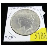 1926-D Peace dollar, gem BU