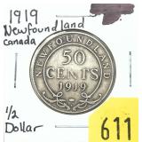 1919 Newfoundland half dollar