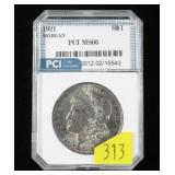1921 Morgan dollar, PCI slab certified MS-66