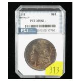 1921 Morgan dollar, PCI slab certified MS-65+