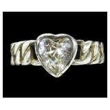Sterling silver bezel set heart shape CZ ring with