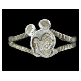 Sterling silver split shank incised band Mickey
