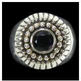 Sterling silver round cut flush mounted black