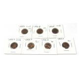 Lot of BU wheat cents, 7 pcs