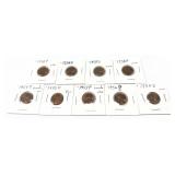 Lot of BU wheat cents, 9 pcs