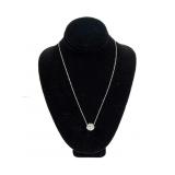 Sterling silver round cut CZ slide pendant with