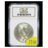 1923 Peace dollar, NGC slab certified MS-65
