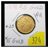 1898 $5 Gold Liberty Half Eagle