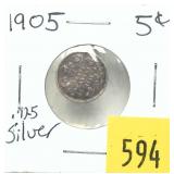 1905 Canadian 5 cents, silver