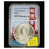 1986-S American Silver Eagle, NGC slab certified