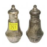 Pair of sterling silver salt and pepper shakers