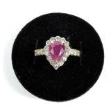 Sterling silver gold wash pear cut natural ruby
