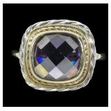 Sterling silver with gold wash bezel set square