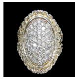 Sterling silver with gold wash pave CZ cocktail