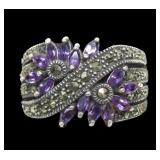 Sterling silver vintage design amethyst and