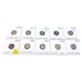 x10- Dimes, 90% silver, -x10 dimes, Sold by