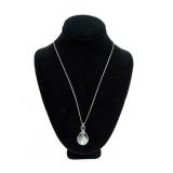 Sterling silver abalone pendant with white topaz