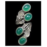 Sterling silver bezel set chrysoprase botanical