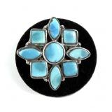 Sterling silver large inlaid turquoise (?) ring,