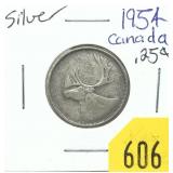1954 Canadian quarter dollar